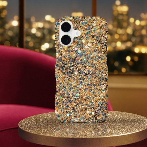 Glamorous Gold Glitter Blue Green Sparkly Sequins iPhone 17 Case