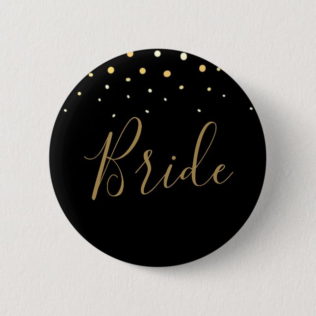 Glamorous Gold Glitter Design New Years Bride Button (Front)