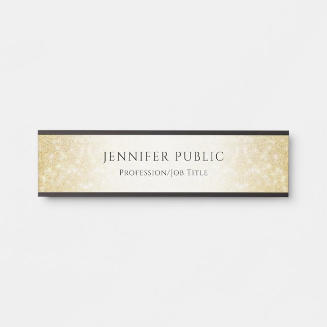 Glamorous Gold Glitter Elegant Modern Template Door Sign (Front)