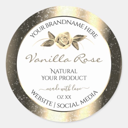 Glamorous Gold Glitter Floral White Product Labels