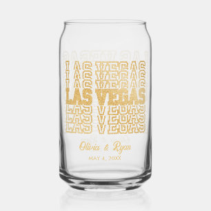 Glamorous Gold Glitter Las Vegas Wedding Glass 