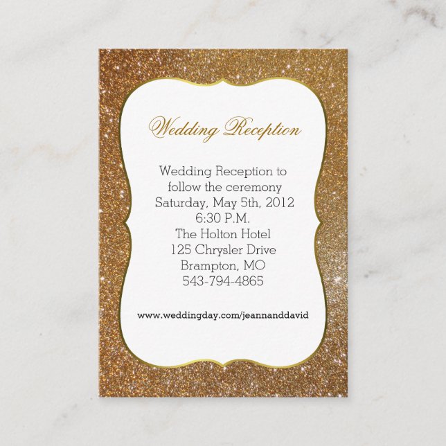 Glamorous Gold Glitter Look Wedding Enclosure Card (Front)