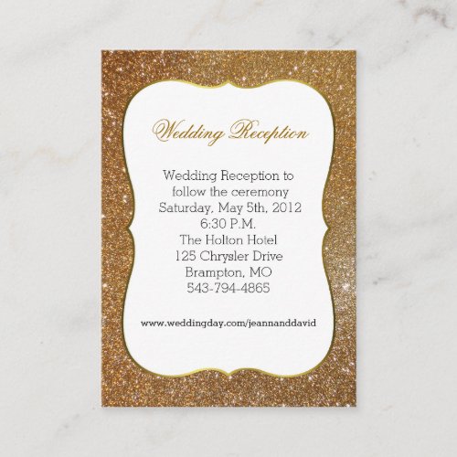 Glamorous Gold Glitter Look Wedding Enclosure Card Business Card Templates