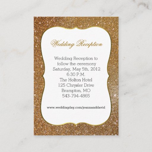 Customizable Glamorous Gold Glitter Look Wedding Enclosure Card Business Card Templates