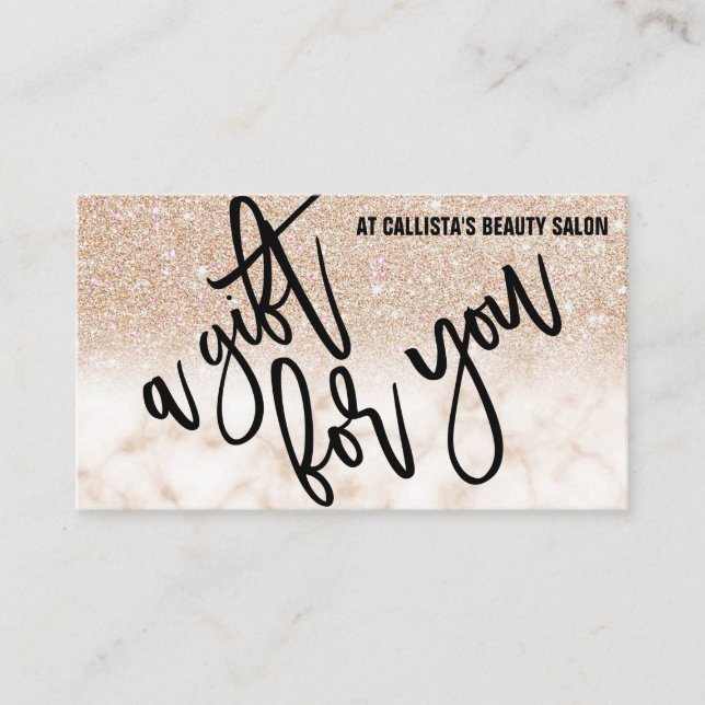Glamorous Gold Glitter Marble Gift Certificate (Front)