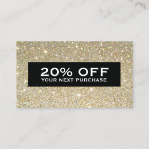 Glamorous Gold Glitter Modern Beauty Coupon Card