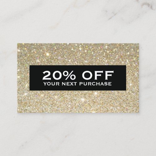 Glamorous Gold Glitter Modern Beauty Coupon Card