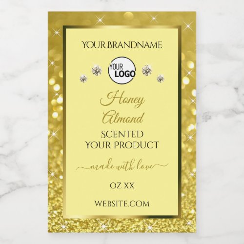 Glamorous Gold Glitter Product Label Logo Diamonds