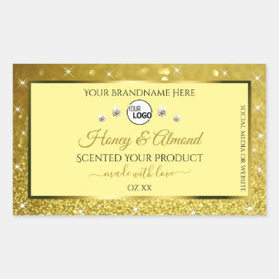 Glamorous Gold Glitter Product Label Logo Diamonds