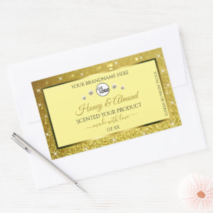 Glamorous Gold Glitter Product Label Logo Diamonds
