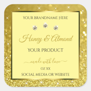 Glamorous Gold Glitter Product Labels Rhinestones