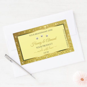 Glamorous Gold Glitter Product Labels Rhinestones