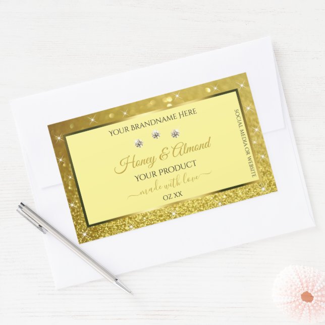 Glamorous Gold Glitter Product Labels Rhinestones (Envelope)