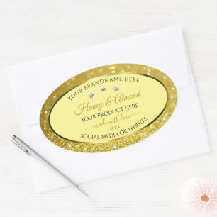 Glamorous Gold Glitter Product Labels Rhinestones