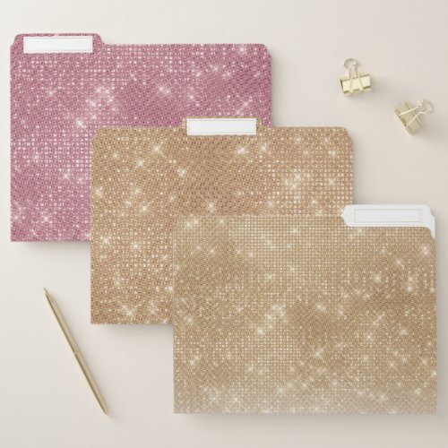 Glamorous Gold Glitter Sequin Ombre Gradient File Folder