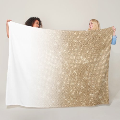 Glamorous Gold Glitter Sequin Ombre Gradient Fleece Blanket