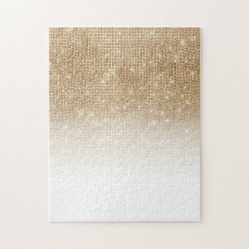 Glamorous Gold Glitter Sequin Ombre Gradient Jigsaw Puzzle
