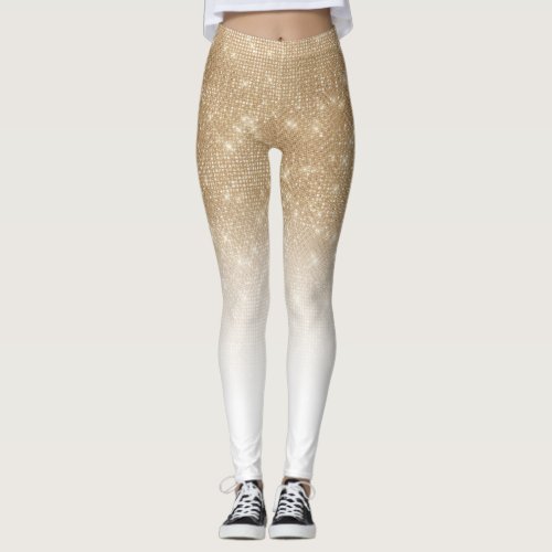 Glamorous Gold Glitter Sequin Ombre Gradient Leggings
