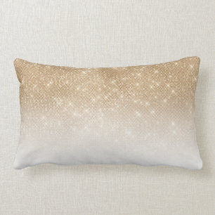 Glamorous Gold Glitter Sequin Ombre Gradient Lumbar Pillow