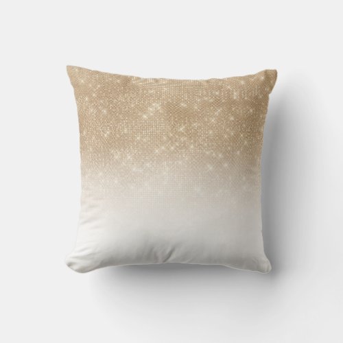 Glamorous Gold Glitter Sequin Ombre Gradient Outdoor Pillow