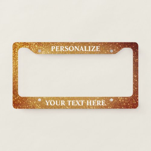 Glamorous gold glitter sparkle custom license plate frame