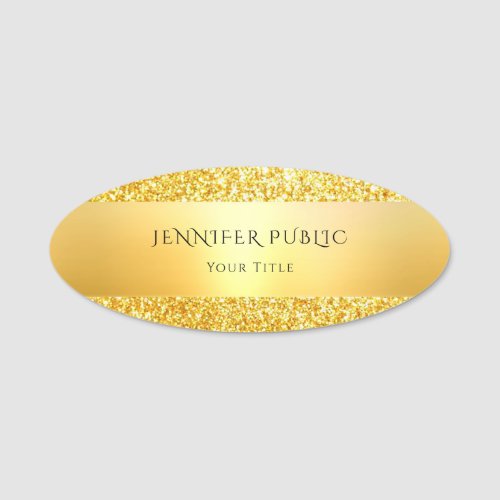 Glamorous Gold Glitter Trendy Elegant Template Name Tag