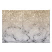 Glamorous Gold Glitter White Marble Ombre Cloth Placemat