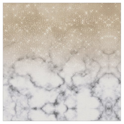 Glamorous Gold Glitter White Marble Ombre Fabric