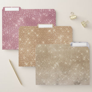 Glamorous Gold Glitter White Marble Ombre File Folder
