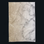 Glamorous Gold Glitter White Marble Ombre Kitchen Towel<br><div class="desc">This chic and glamorous design is perfect for the trendy and stylish woman. It depicts a faux printed sparkly gold glitter sequin and white with black marble stone pattern ombre gradient. It's modern, girly, pretty, and cool. ***IMPORTANT DESIGN NOTE: For any custom design request such as matching product requests, color...</div>