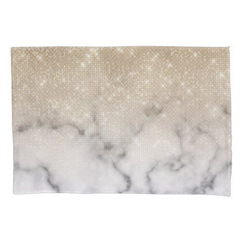 Glamorous Gold Glitter White Marble Ombre Pillow Case