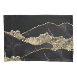 Glamorous Gold Glitter White Marble Ombre Pillow Case