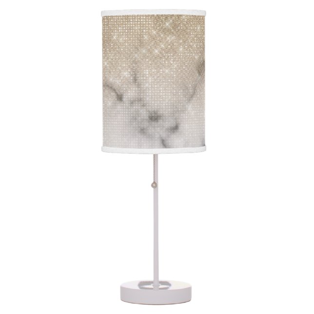 Glamorous Gold Glitter White Marble Ombre Table Lamp (Front)