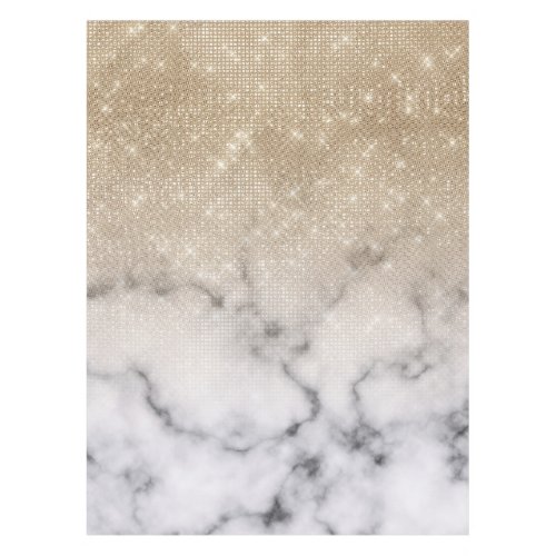 Glamorous Gold Glitter White Marble Ombre Tablecloth