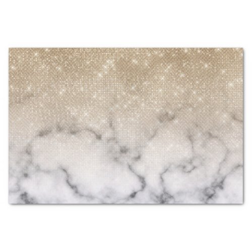 Glamorous Gold Glitter White Marble Ombre Tissue Paper