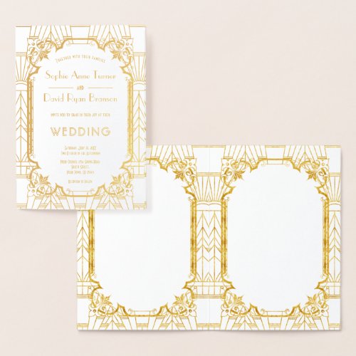 Glamorous Gold Great Gatsby Art Deco Wedding   Foil Card