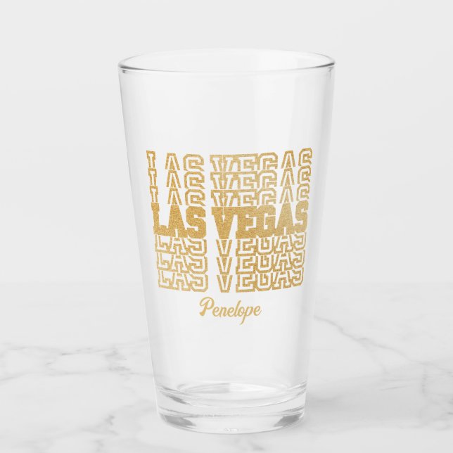 Glamorous Gold Las Vegas Bachelorette Party Gift Glass (Front)
