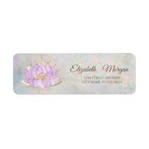 Glamorous Gold Lilac Lotus Holographic Opal Label