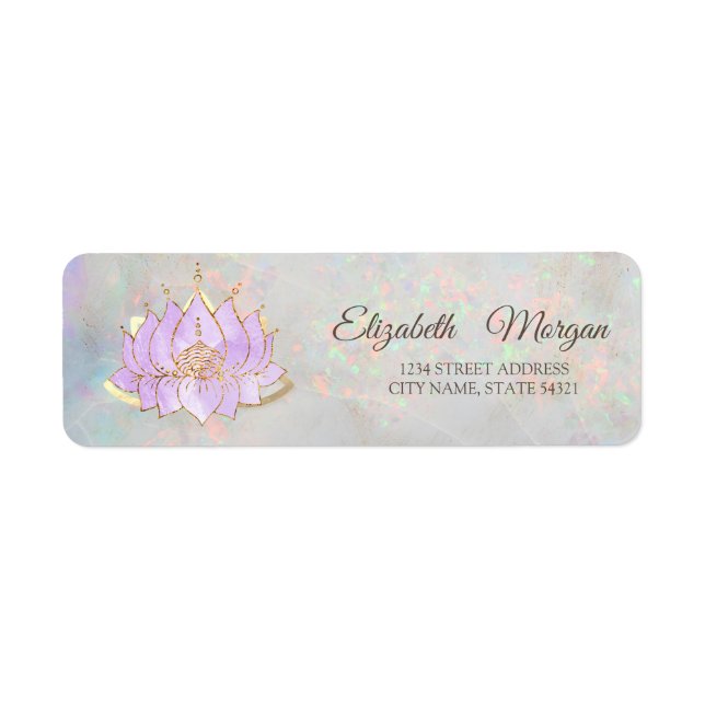  Glamorous Gold Lilac Lotus Holographic Opal Label (Front)