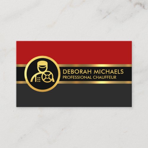 Glamorous Gold Lines Chauffeur Driver Business Card