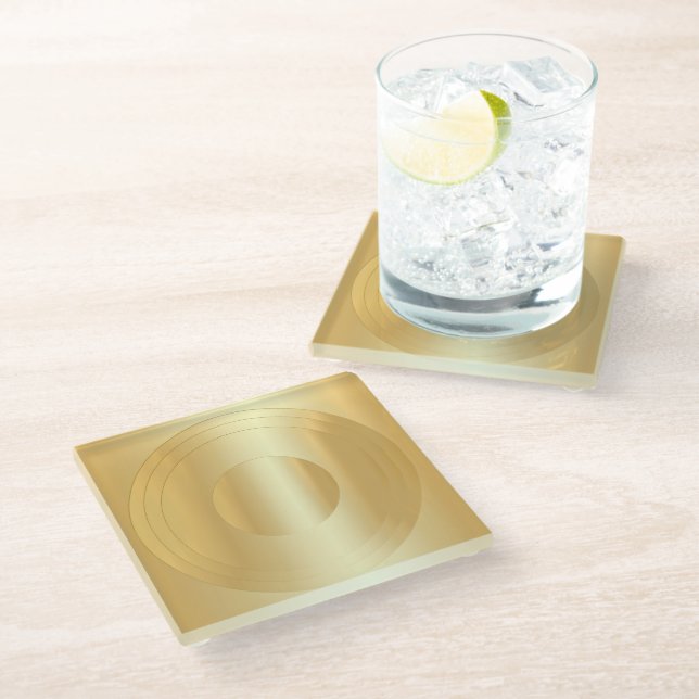 Glamorous Gold Look Blank Template Custom Elegant Glass Coaster (Angled)