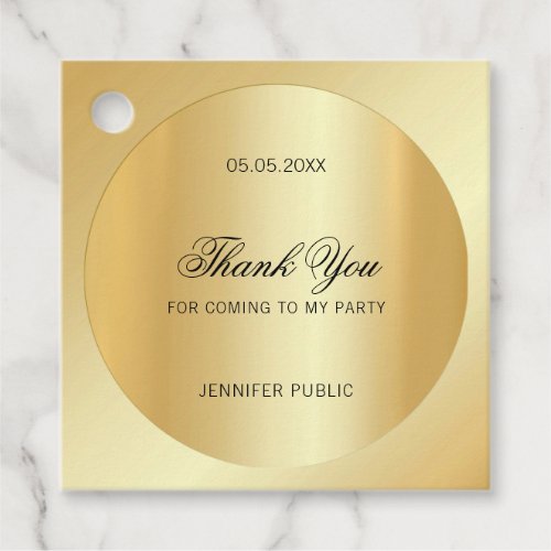 Glamorous Gold Look Custom Thank You Script Text Favor Tags