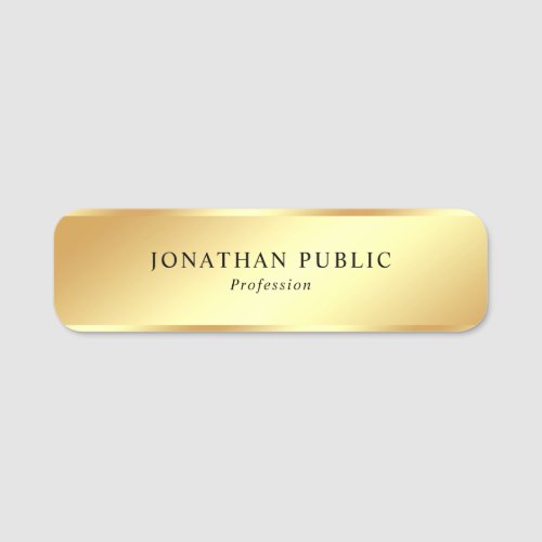 Glamorous Gold Look Elegant Modern Design Template Name Tag