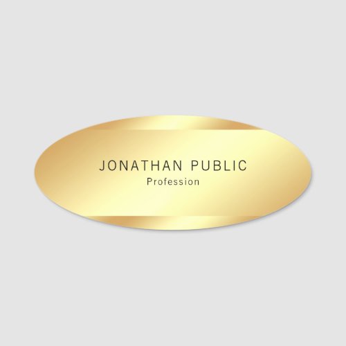 Glamorous Gold Look Elegant Simple Design Modern Name Tag