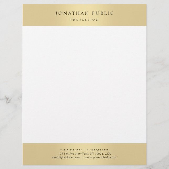 Glamorous Gold Look Elegant Template Modern Trendy Letterhead (Front)