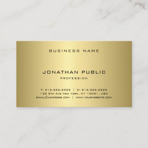 Glamorous Gold Look Modern Cool Simple Plain Business Card