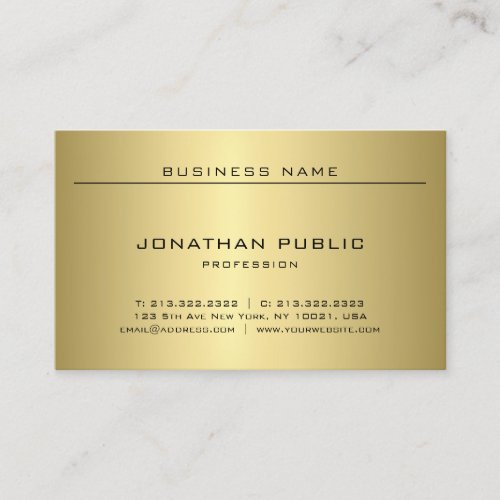 Glamorous Gold Look Modern Elegant Minimalist Business Card