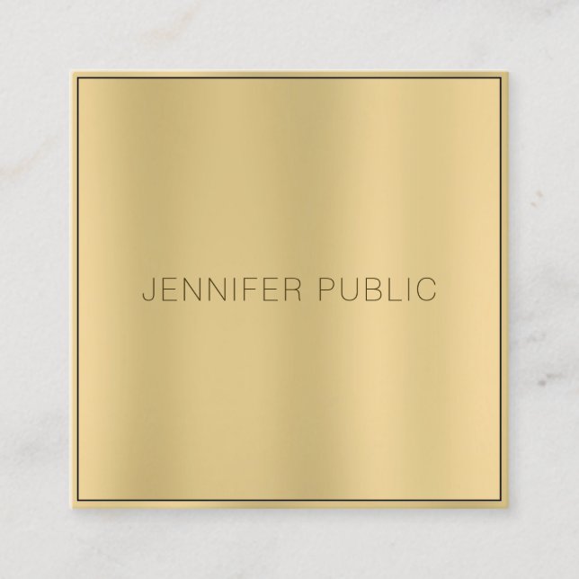 Glamorous Gold Look Modern Elegant Professional Square Business Card (Front)