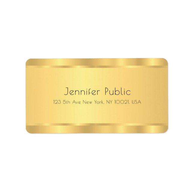 Glamorous Gold Look Modern Elegant Template Label (Front)