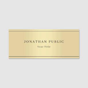 Glamorous Gold Look Modern Elegant Template Trendy Name Tag